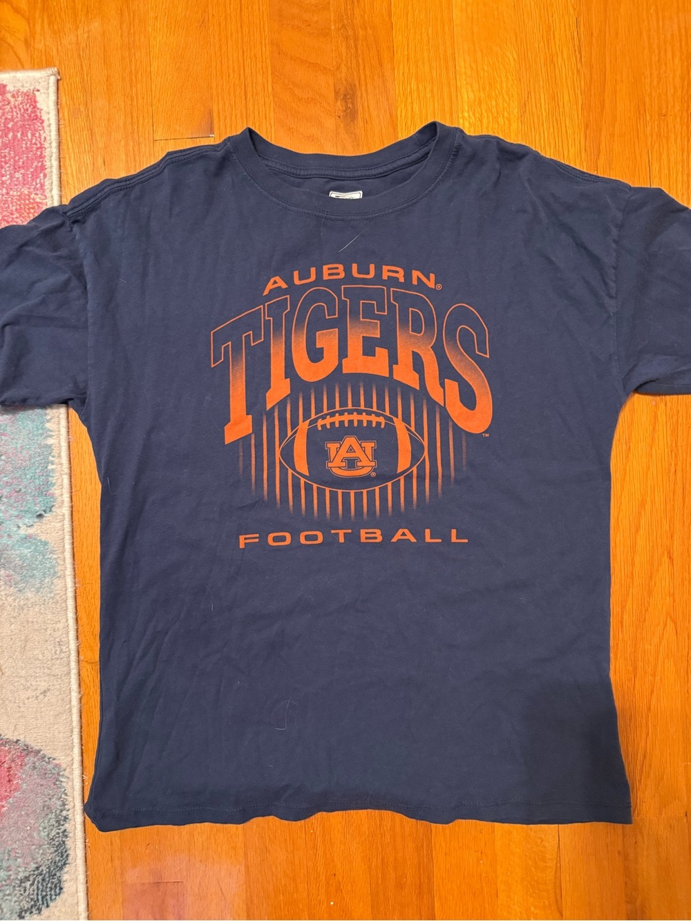 Auburn Tigers Navy & Orange Football Short Sleeve Tee - Team Graphic